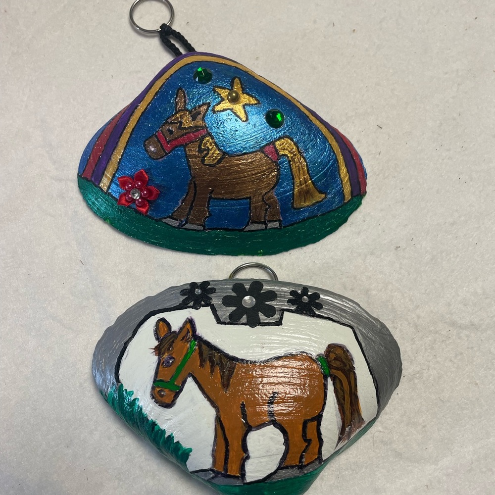 Hand-Painted Horse Clam Shell Wall Decor